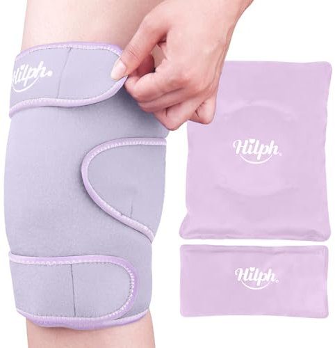 Hilph Poche de Glace pour Genou - Thérapie de Compression par le Chaud et le Froid pour Chirurgie de Remplacement - Soulage Gonflement - Violet