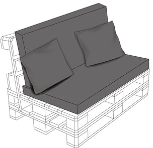Kosiproducts Pallet Seating Pads & Back Cushions Water Resistant Soft Polyester (Back Only, Grey)