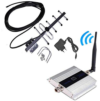 Irfora GSM Signal Booster mit LCD Display Yagi Set - 900 MHz - Silber + Grau