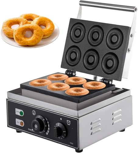 ZJGFCB Donut Maker Machine, 6 Holes Electric Doughnut Maker Non-Stick, 1550W Double-Sided Heating - Ideal For Bakery, Mall, Dessert & Coffee Shop Business