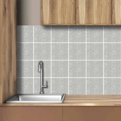 AREDE 32 Stück Fliesenaufkleber Deco Fliesen Kleber für Bad Selbstklebende Fliesendekor Aufkleber Backstein zum Küche Esszimmer Badezimmer Fliesenfolie / 15 x 15 cm / T1061