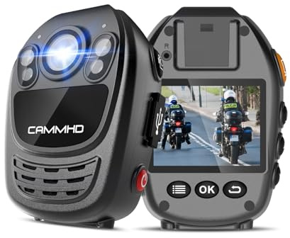CAMMHD 1440P HD 256GB Body Cam Körperkamera mit Audio und Video 12-Stunden-Aufzeichnung Bodycam Infrarot-Nachtsicht-tragbare Body Camera mit erweitertem Speicher-Design für Sicherheit