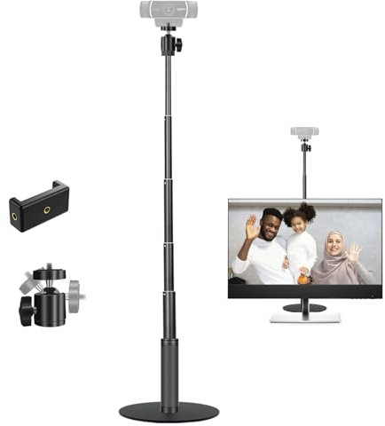 JCWINY Webcam Stand, 28 Inch Web Cam Stand for Desk, Adjustable Webcam Mount Camera Stand for Logitech Webcam C922 C930e C920S C920 C615 C960 C920x BRIO 4K NexiGo N60 and Others