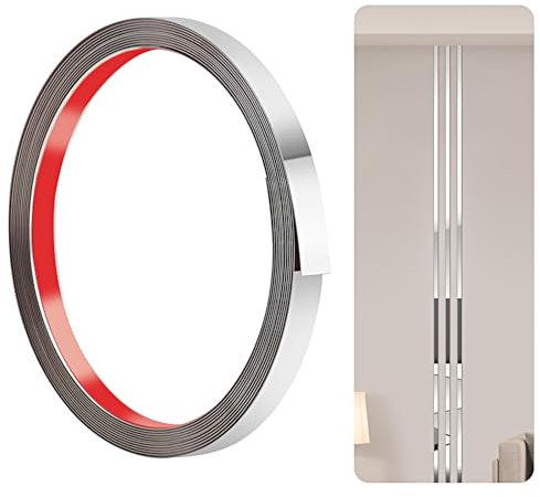 600cm-1cm Baguette de Finition en Acier Inoxydable, Moulure Murale, Moulure Décorative pour Cheminées, Cadres de Miroirs, Murs, Voitures et Meubles(Argent)