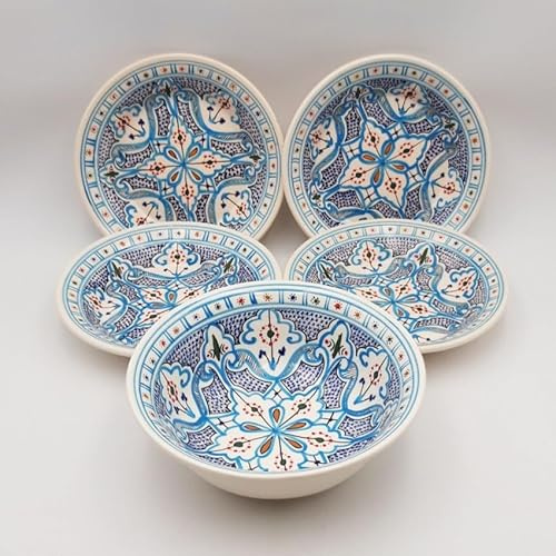 Marokkanisches Couscous-Teller-Set für 4 Personen, Türkis