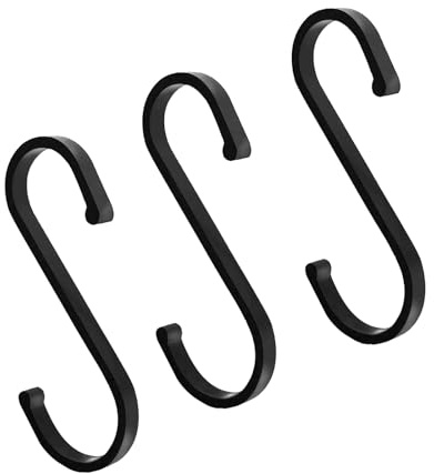 10 Pcs Black S Hooks S Shaped Hooks Heavy Duty for Hanging Pots and Pans, Plants, Coffee Cups, Coats, Bags, Towels in Kitchen, Bedroom, Office, Garden, Bathroom,