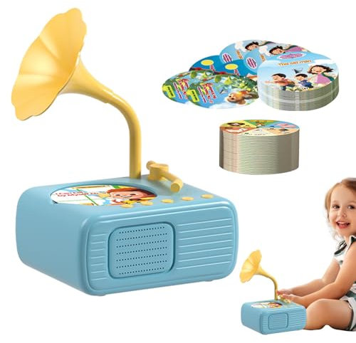Jouet Musical Gramophone pour Tout-Petits, Tourne-Disque phonographe pour | Lecteur de Musique Jouet pour Tout-Petits - Lecteur de Musique d'histoires pour avec 96 Cartes pour Filles, garçons et âgés