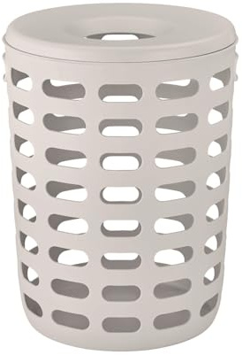 blomus Wäschesammler -KORIE- | Wäschekorb 90 L mit Deckel | Großer Wäschebehälter 40Ø x 54H cm | Farbe Moonbeam Beige
