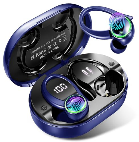 Cuffie Bluetooth 5.4, Auricolari Bluetooth Sport con Stereo HiFi, 50 Ore Cuffie Wireless In Ear Cancellazione Rumore ENC e 4 HD Mic, IP7 Impermeabile Cuffiette Bluetooth LED Display, Cuffie Senza Fili