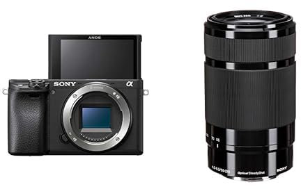 Sony α6400 E-mount compact mirrorless camera body (APS-C Sensor, fast Auto Focus, Real-time Eye AF and Real-time Tracking, 4K HDR movie-shooting) + Sony 55-210 mm F4.5-6.3 Telephoto Zoom Lens - Black