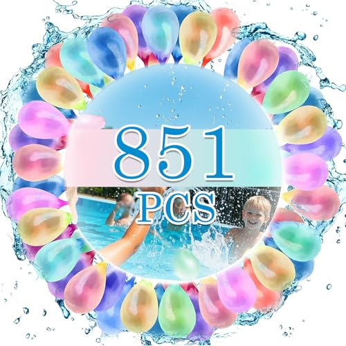 Ligtmor 851 Stück wasserbomben selbstschließend, 23 Bündel mit je 37 selbstschließend Wasserballons, Schnell zu befüllender, water balloons für Pool spielzeug, wasserspielzeug kinder outdoor