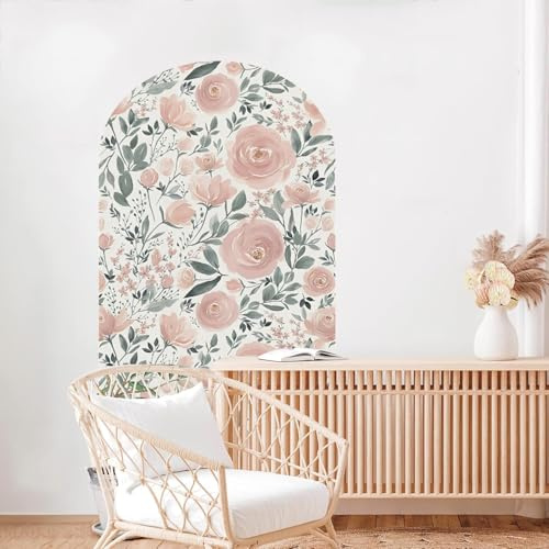 TOARTI Boho Dekoration Tapete Selbstklebend Rosa Floral Halbkreis Geometrisch Bögen Wandaufkleber Blume Wanddekorationen für Kinderzimmer Babyzimmer Spielzimmer Mädchen Junge