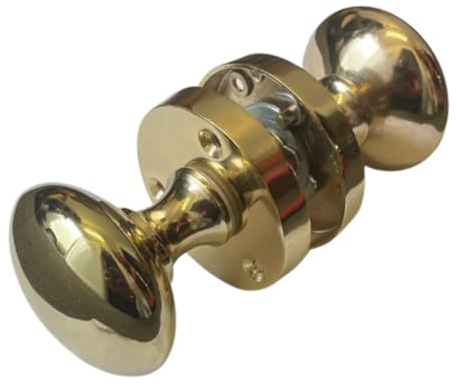 Epsom Door Handle Victorian Style Brass Plated Round Door Knobs Set of 1 Pair 56mm Rose 52mm Knob Sprung Interior/Exterior Mortice Door Knob Handles (no Latch Included)