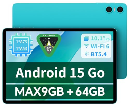 TECLAST 2026 Newest Tablets 10.1 Inch, P33 Android 15 Tablet, 9GB RAM 64GB ROM(TF 1TB), 6000mAh, WiFi 6 Android Tablets, 1280x800 IPS, Quad-Core, 2 Speaker|Type-C|BT5.0|Camera|3.5mm Jack|GMS