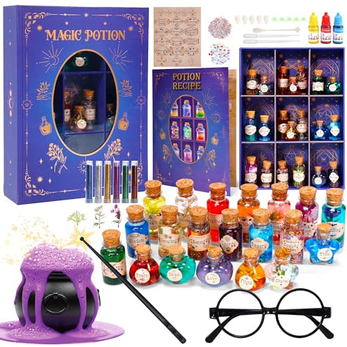 Sntieecr Kit de Potion Magique pour Enfants, avec boîte d’Affichage Magique, 20 Bouteilles de Potion Magicien (Bricolage), Cadeaux pour Enfants 6-10 Ans, Arts et métiers, idéal Halloween