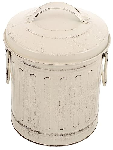 Cubo de Cenizas para Chimenea de Hierro con Tapa, Beige