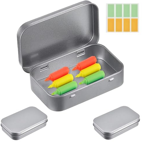 JIUCHAOTONG 3 Stück Metalldöschen Klein, Silber Metalldosen Blechdosen mit Deckel, Silberfarbene Rechteckige Leere Dosen, Metallbox, mit Aufkleber, für Zuhause Süßigkeiten und Kleinen Gegenständen