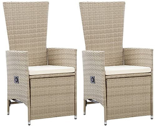 Gartenliegestuhl-Set mit Kissen, 2 Stück, hohe Rückenlehne, Outdoor-Loungesessel, verstellbare Terrassenmöbel, entspannende Liegestühle für Garten, Hof, Pool