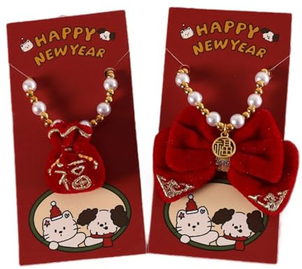 Puppy Pearl Collar Wedding Cat Bow Charm Pearl Chain Holiday Necklace Pet Photography Props Pet Jewelry Dog Cat