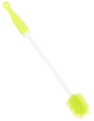 ZUNOXAZ Brosse à Bouteille en Silicone Jaune pour Bébé, Goupillon à Long Manche Flexible, Nettoyeur de Biberons et Gourdes, Manche Long Pratique, Utilisation pour Bouteille Étroite,