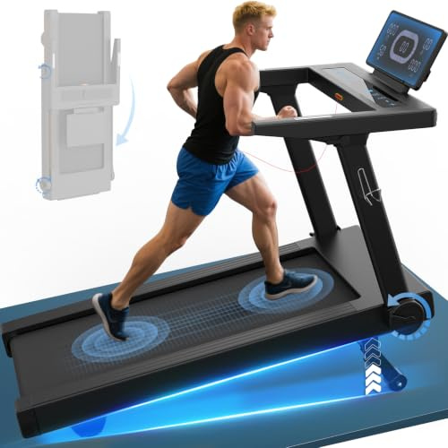 Cowmew Laufband für Zuhause mit 20% Steigung, 1-20km/h, 7PS,App-kompatibles | Laufband klappbares mit 36 Programme, Pulssensor, LED-Anzeige, Tablethalterung, Belastung 180Kg Laufband für Zuhause und Büro