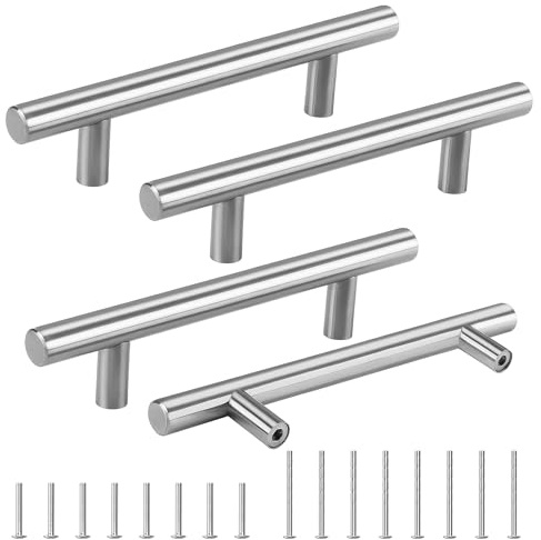 Cheukka 4 Stück Möbelgriffe Edelstahl,128mm lochabstand Küchengriffe,Silber Schrankgriffe Edelstahl,Türgriffe,Schubladengriffe,Kleiderschrank Griffe,Küche Griffe Silber