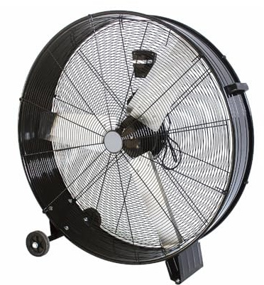 Generico Zep hir ZDM90CM Ventilatore Industriale da Terra Professionale con Ruote Struttura Interamente in Metallo Superpotente Pala 90 cm Gabbia 3 velocità selezionabili Motore da 360W, Nero