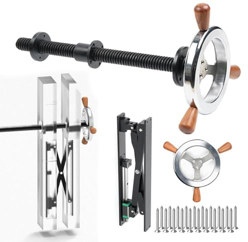 Étau à vis pour pieds d'établi, serre-joint à inertie pour table de travail du bois avec support en X parallèle et volant, kit de serrage sécurisé pour table de travail du bois(Silver)