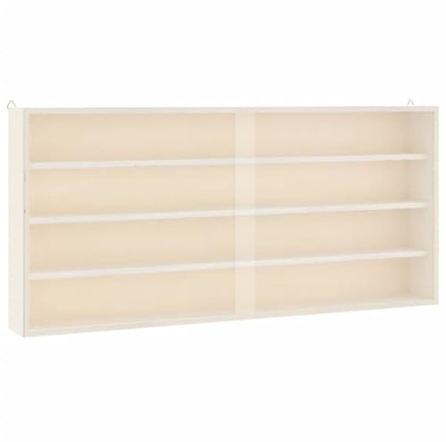 Coespram Sammlervitrine aus Holz Wandvitrine mit 4 Ablagen und transparenten Türen, Platzsparender Setzkasten für Modellautos und Sammlerstücke, Schaukasten zur Wandmontage, 80 x 8,5 x 37 cm
