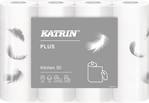 Katrin Küchenrolle, Küchenpapier, 3-lagig: Katrin Plus Kitchen 50, sehr saugfähig, weiß, 32 Rollen