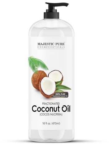 Majestic Pure Fractionated Coconut Oil - Relaxing Massage Oil, Liquid Carrier Oil for Diluting Essential Oils - Skin, Lip, Body & Hair Oil Moisturizer & Softener - 16 fl oz