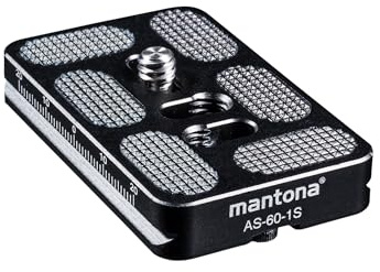 Mantona AS-60-1S Schnellwechselplatte Arca-Swiss kompatibel 60 x 38 mm Aluminium mit 1/4 Schraube Gummipuffern