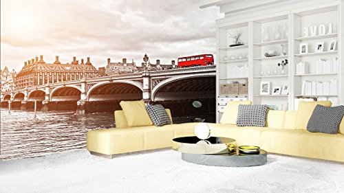Fotomural Autobús en el Puente Westminster Londres Papel Pintado Pared | Fotomurales Pared | Fotomural Decorativo | Varias Medidas 400 x 300 cm | Decoración comedores Salones | Motivos Paisajisticos