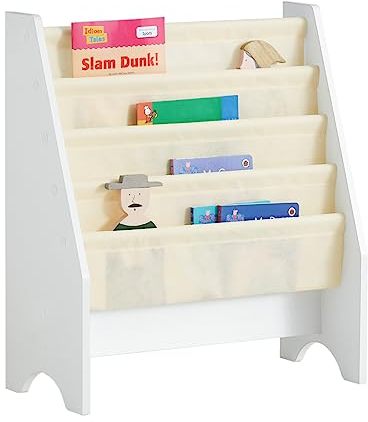 SoBuy FRG225-W Kinder-Bücherregal Hängefächerregal Zeitungsständer mit 4 Ablagefächern Büchergestell BHT ca: 62x71x29cm