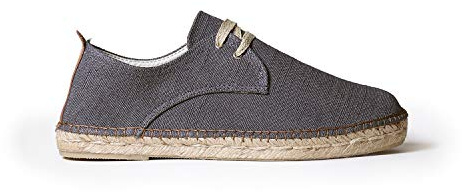 Men's lace-up espadrille in cotton fabric - DIXON - Black, 45 EU