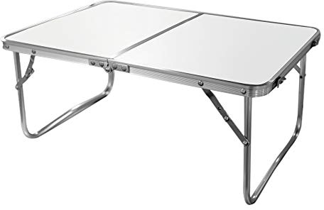 Klappbarer Strandtisch, Niedriger Strandtisch, 60x40x25 cm, cremefarben, Metallgestell, Holztischplatte, kleiner klappbarer Campingtisch, Sicherheitsverschluss, Aktive Camping