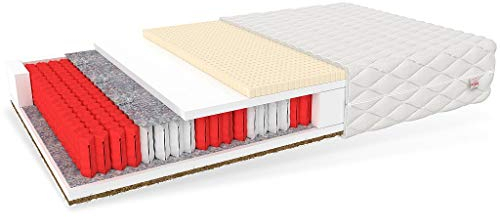FDM FORGIA Taschenfederkernmatratze 140 x 200 cm 7-Zonen Matratze Kokos & Latex Einlage H3/H5 Mittelhart/Sehr Hart (70-130 kg) Höhe 20 cm Waschbarer Bezug Allergikergeeignet