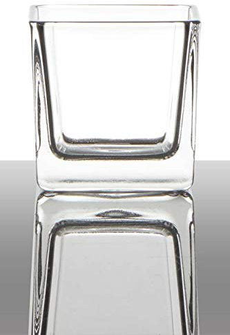 INNA-Glas Teelichtglas Kim, Würfel - Viereckig, klar, 6x6x6cm - Teelichthalter - Kerzenhalter