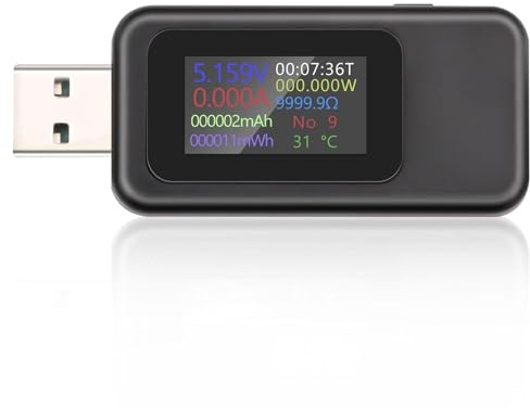 Telituny KWS-MX18L USB Multimeter Digital, DC 0-30V 0-5A LCD Farbdisplay Voltmeter & Strommessgerät, USB Tester Messgerät Ladegerät Detektor für Ladegeräte, Powerbanks, USB-Netzteile (USB Anschluss)