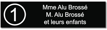 Placa grabada para nombre y número buzón autoadhesivo, 10 x 2,5 cm, personalizada, 1 a 3 líneas, color negro