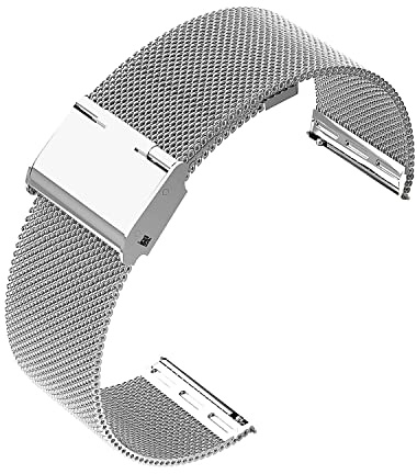 Lahviuu Correa de Reloj Metal,Correa de Reloj para Hombres y Mujeres para Reloj Inteligente y Reloj Tradicional 22mm, Plateado