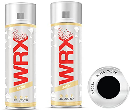 WRX Double Pack Black Satin Spray Paint 400 ml Quality Brilliant Colours Perfect Finish No Need to Use Priming Brilliant All Purpose Interior/Exterior, Art, Crafts, Auto, Home Furniture, 400ml