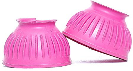 Equitack One Pair Rubber Bell Boot - Overreach Boots | Premium 6mm PVC Rubber Safeguard for Hoof Damage | Pony Boots for Horse (Pink, Cob)