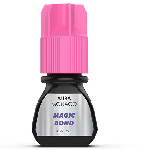 AURA Monaco Wimpernkleber ‚Magic Bond‘ 5g professional Lash Extension Glue 5ml für Eyelash Extensions 1:1 und Volumen Wimpernverlängerung Eye Lash Extensions Adhesive tiefschwarz