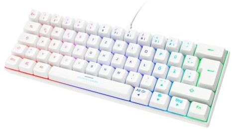 DELTACO GAMING GAM-075-W-DE - Tastiera da gioco cablata illuminata Tedesco, QWERTZ Bianco