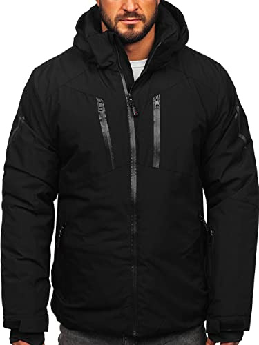 BOLF Hombre Chaqueta Esqui De Invierno con Capucha Cierre de Cremallera Ropa de Snowboard Jacket Cazadora Plumas Ocio Deporte Fitness Estilo Deportivo 7507 Negro S [4D4]