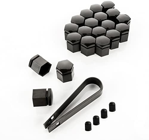 LST 20x 17 mm schwarz glänzende Sechskantkappen Radschrauben Abdeck Kappen