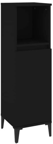 vidaXL Badschrank Schwarz 30x30x100 cm Holzwerkstoff