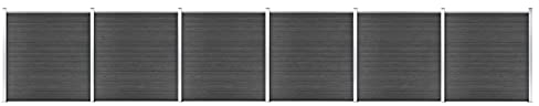 Yolola WPC Zaun Zaunelement Set WPC Sichtschutzzaun Windschutz, Zaun Gartenzaun Wpc Zaun Komplettset 1045x186 cm Schwarz