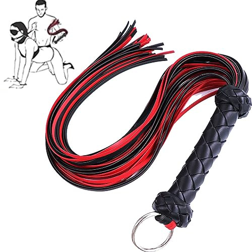 Iron-Story Nero e Rosso Whip Faux Leather Riding Whip/Paddle